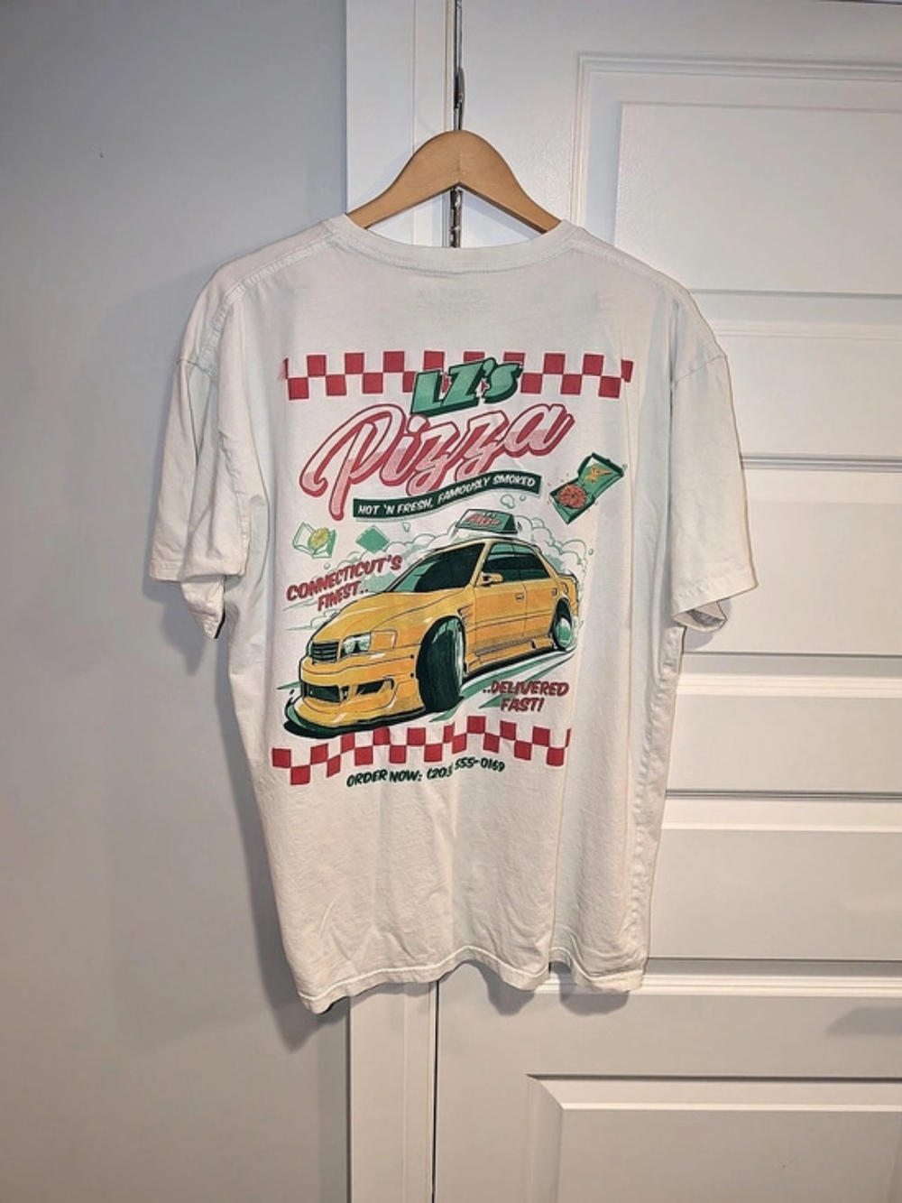 LZMFG Pizza Graphic Tee Short Sleeve XL White